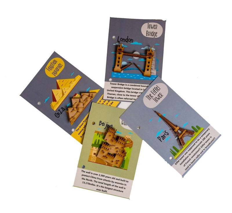 World Monuments flashcards with Activity with Wooden Monuments.