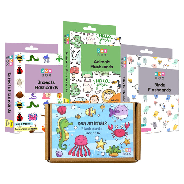 Animal world combo flashcards ( Animals, Birds, Insects and sea animals)