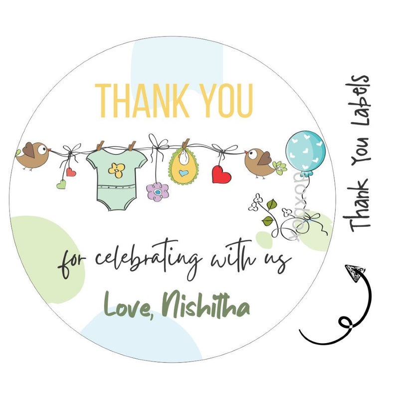 Round thank you label - Baby Bird