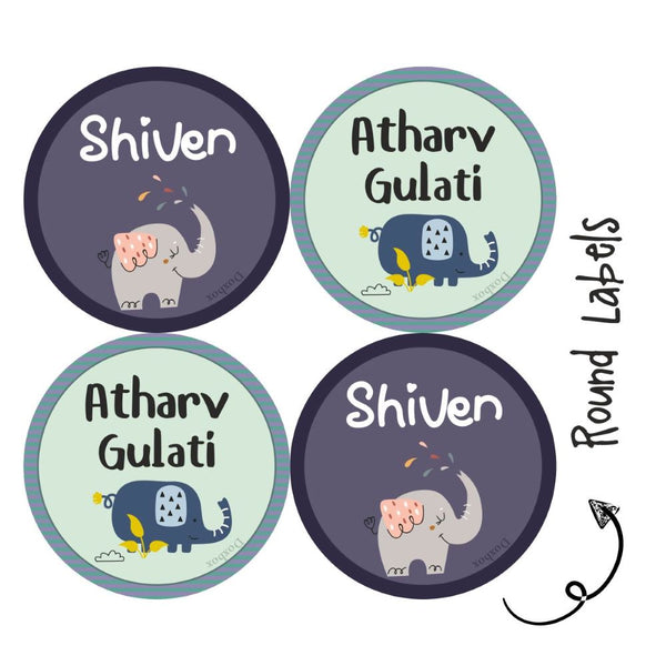 Round Waterproof Labels - Cute Elephant