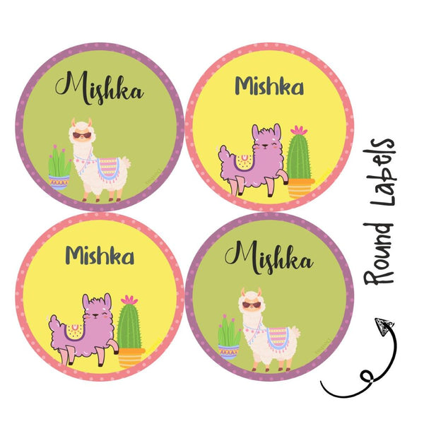 Round water proof label - Cute Llama