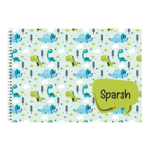 Personalised Sketchbook - Dinosaur Pattern