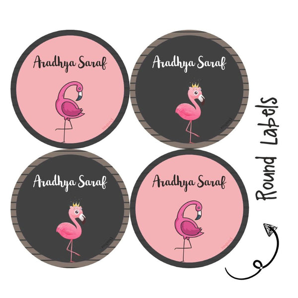 Round Waterproof Labels - Flamingo