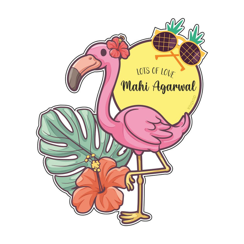 Gift Shape Sticker - Flamingo