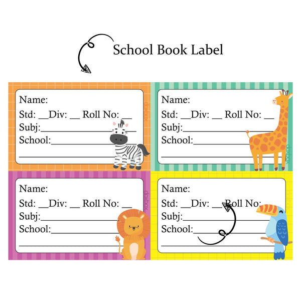 NP SCHOOL BOOK LABEL -Jungle Animals