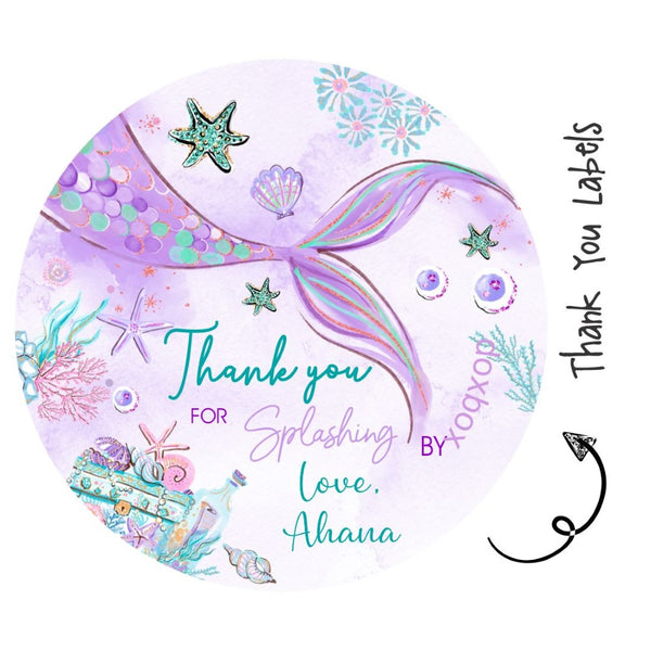 Round thank you label - Mermaid Love