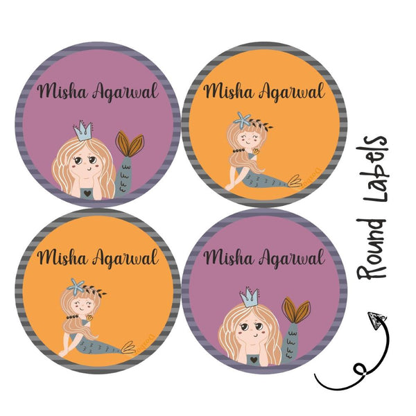 Round Waterproof Labels - Mermaid queen