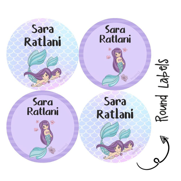 Round Waterproof Labels - Mermaid