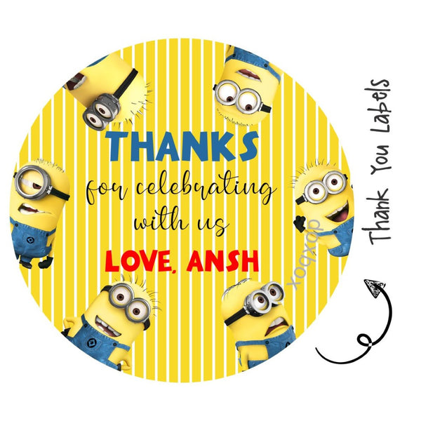 Round thank you label - Minions