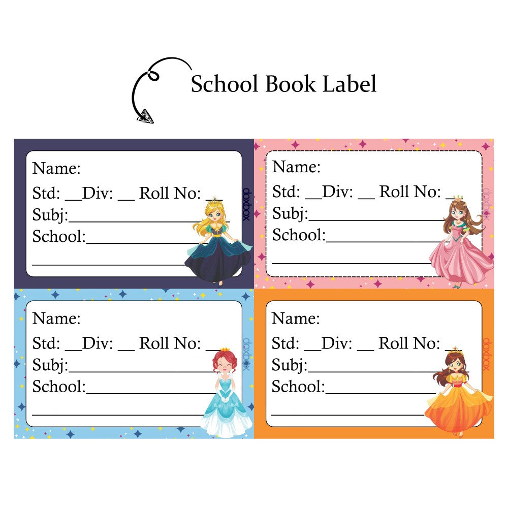 NP SCHOOL BOOK LABEL -Princess