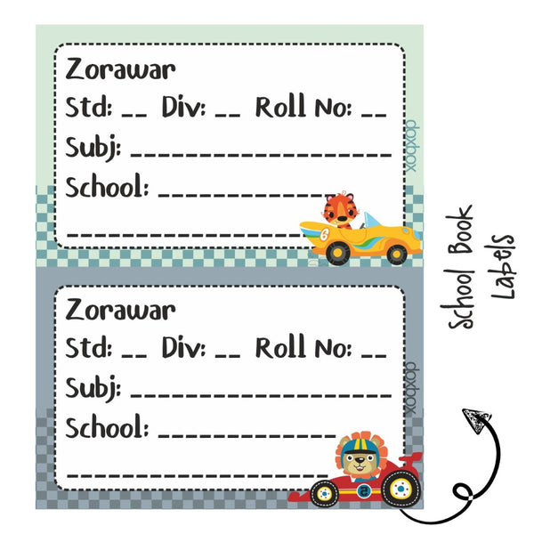 School Book Label - Animal Racer