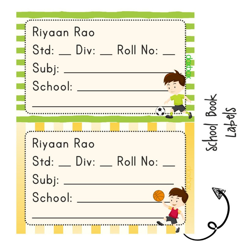 School Book Labels-Boy with Ball