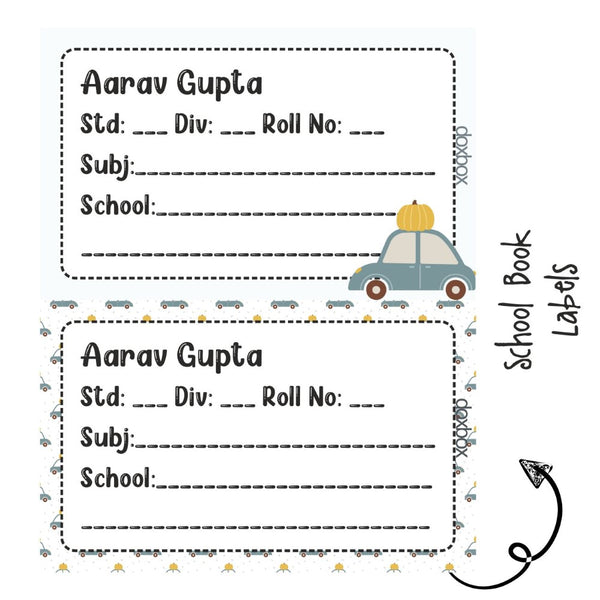 School Book Labels-Car