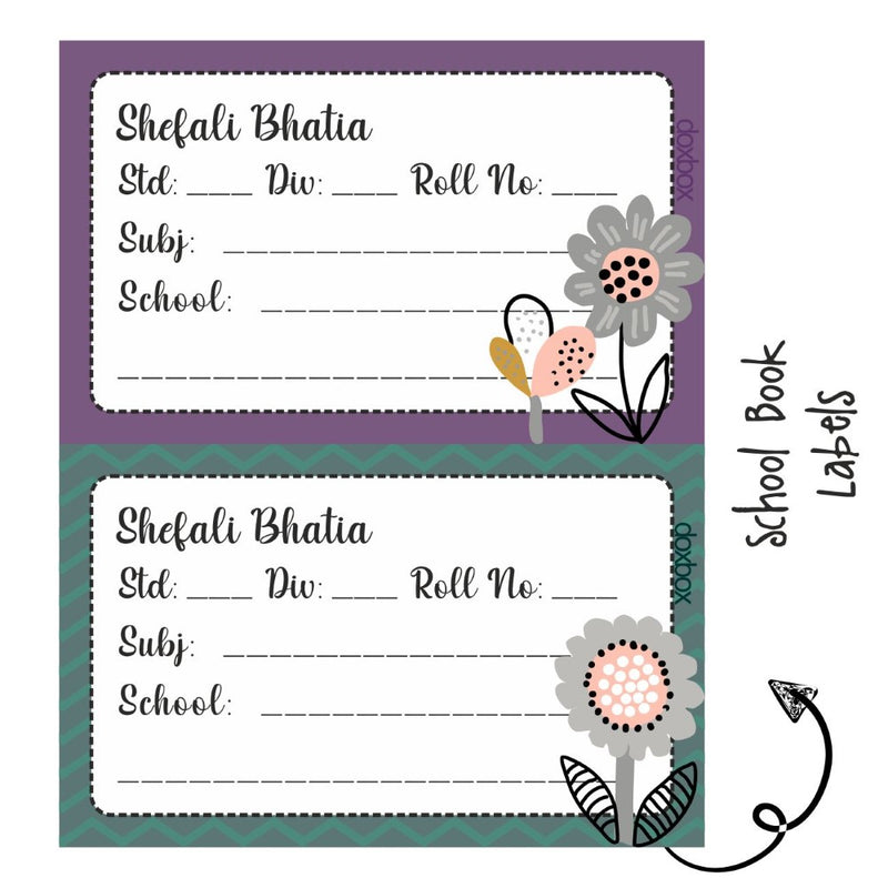 School Book Labels-Fancy Flower