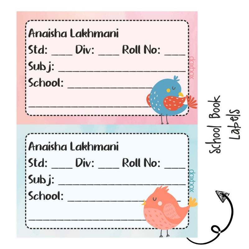 School Book Labels-Sweet Bird