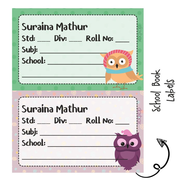 School Book Labels-Sweet Owl