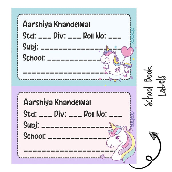 School Book Labels-Unicorn Fun