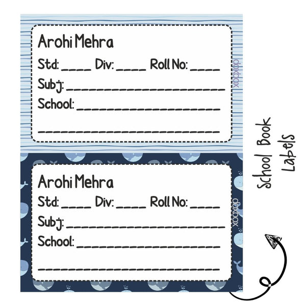 School Book Labels-Whale