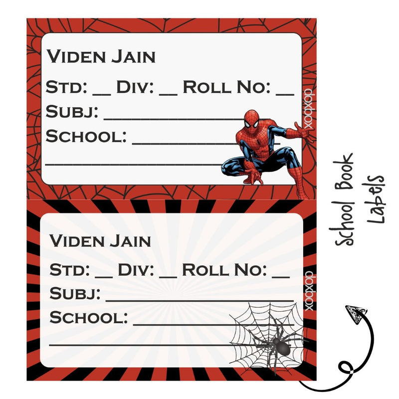 School Book Labels - Spiderman