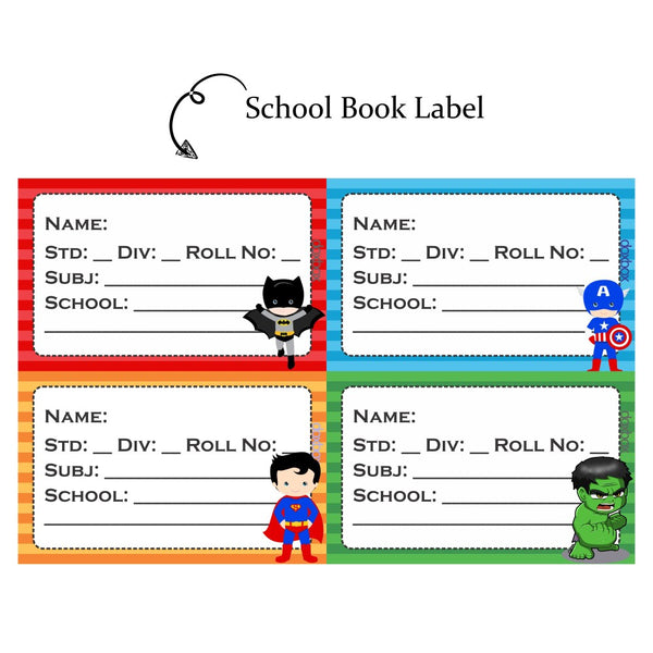 NP SCHOOL BOOK LABEL Superhero