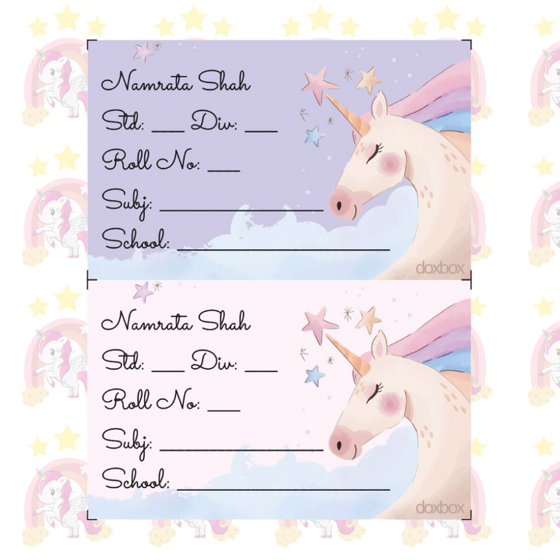 School Book Labels- Unicorn