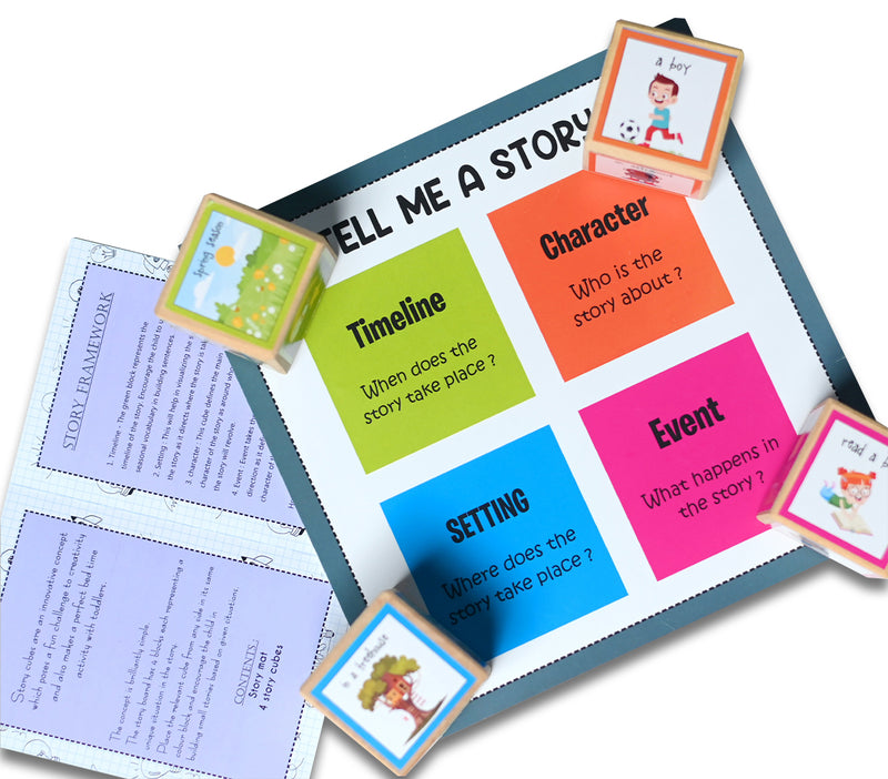 Story Cube with Story mat (Contain Wooden Cube)