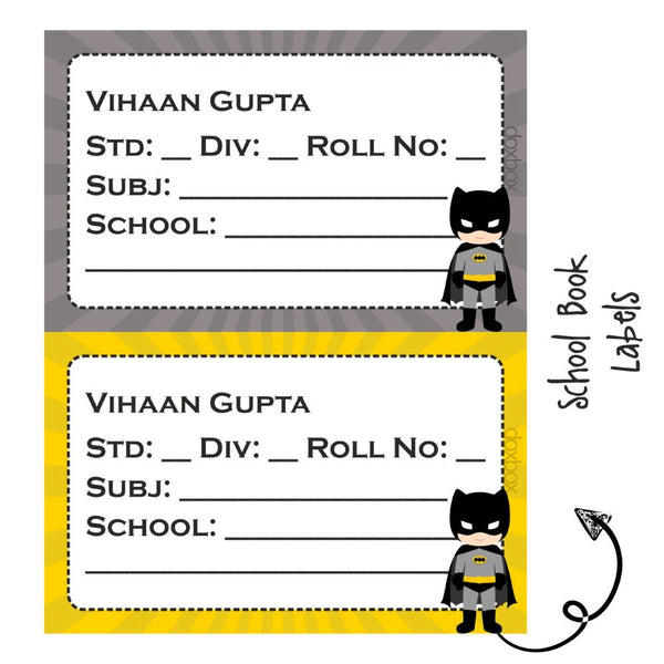 School Book Label - Batman