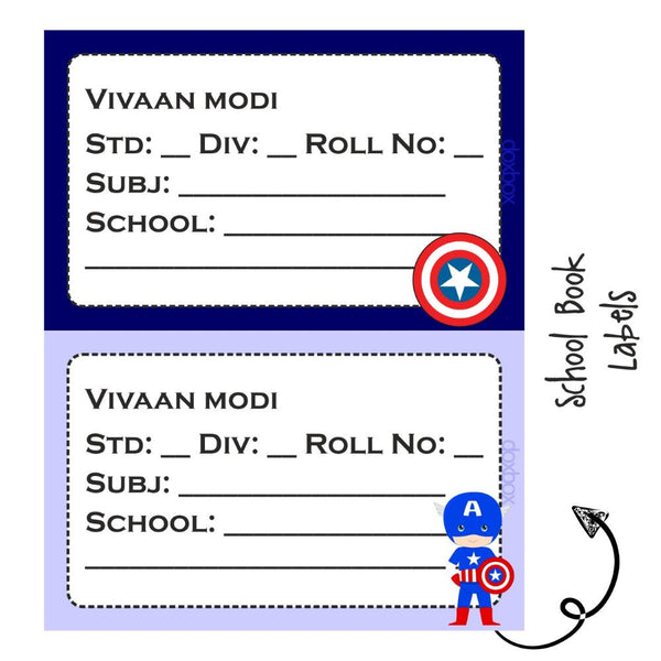 School Book Label - Captain America