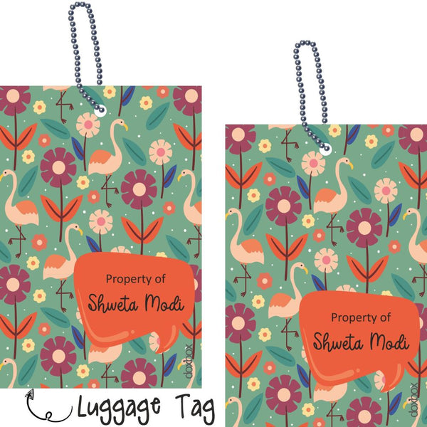 Luggage Tag - Flamingo Flowers