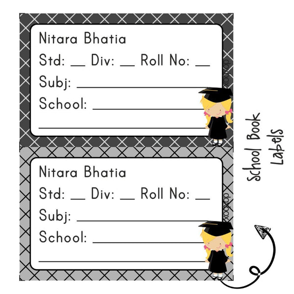 School Book Label - Graduation Girl