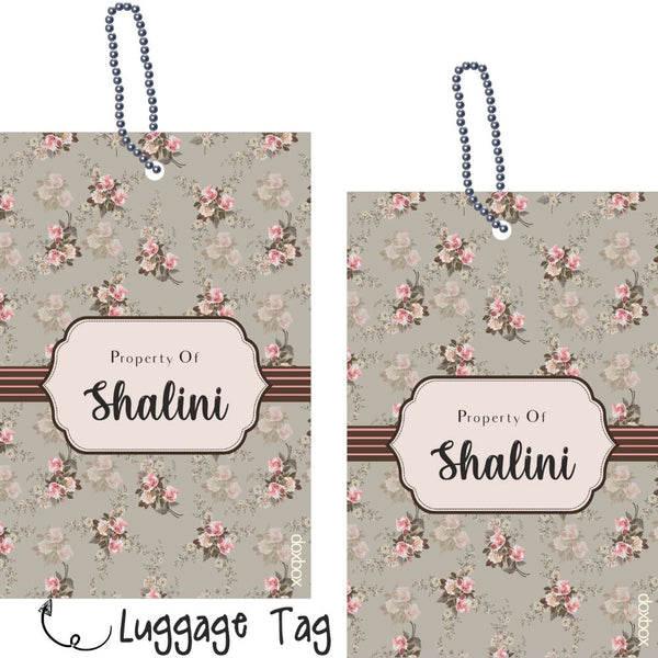 Luggage Tag - Grey Floral