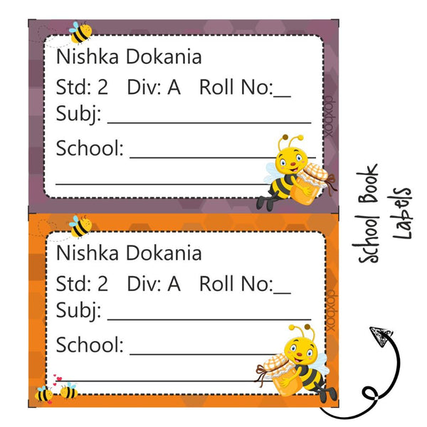 School Book Label - Honey Bee