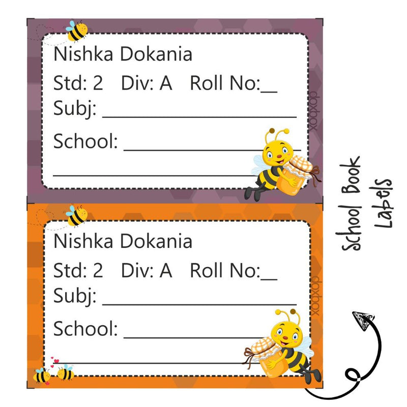 School Book Label - Honey Bee