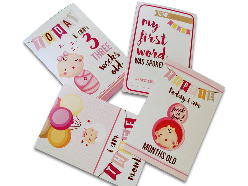 Baby Girl milestone cards- Pack of 24