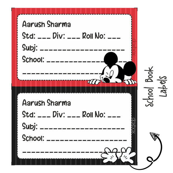 School Book Label - Mickey Mouse