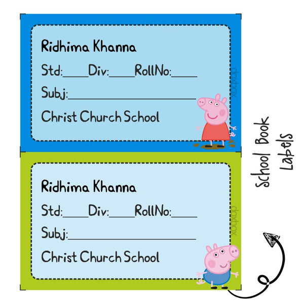 School Book Label - Peppa Pig