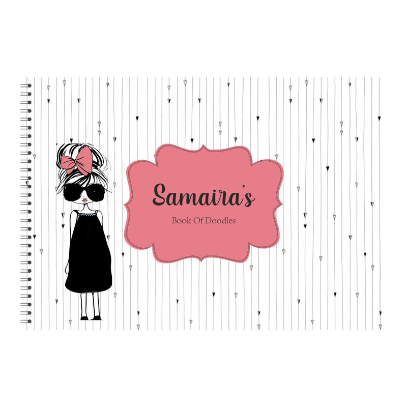 Personalised Sketchbook - Girl with a bow