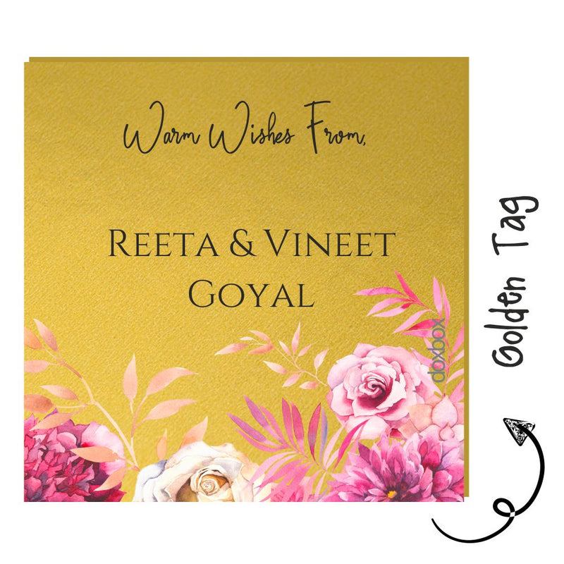 Golden Gift Tag - Pink Flowers