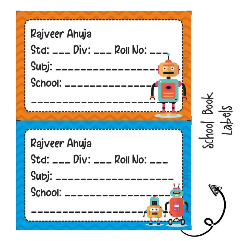 School Book Label - Robot