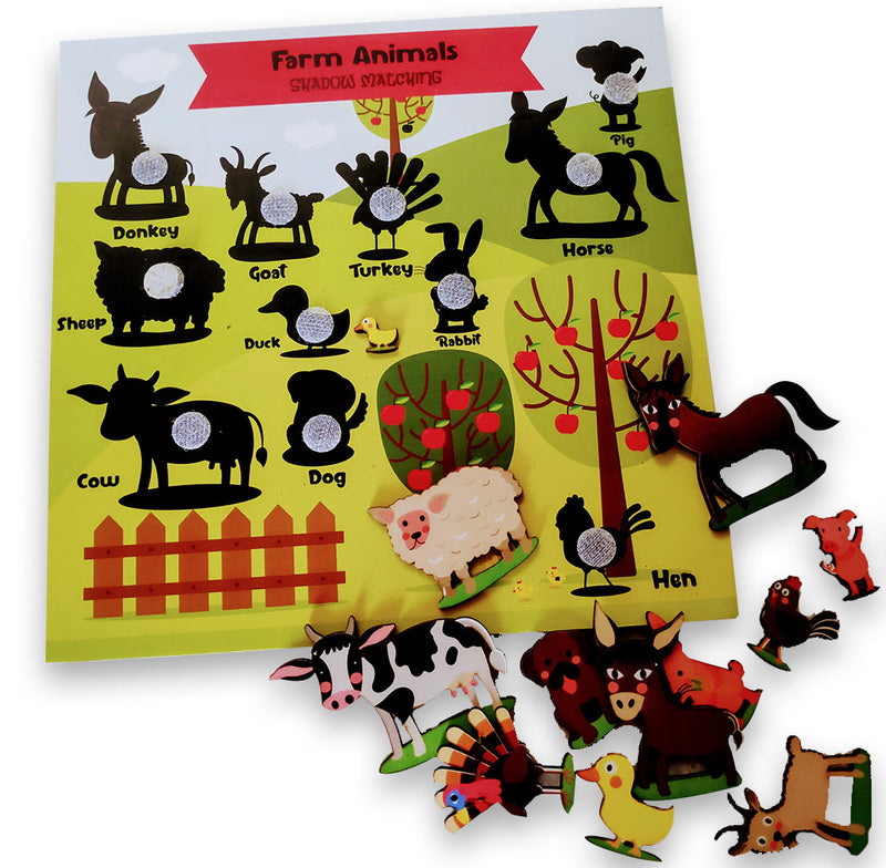 Doxbox Farm Animals Shadow matching activity Board