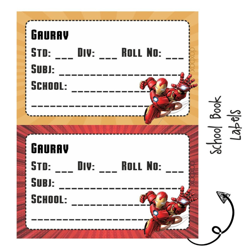 School Book Labels-Ironman