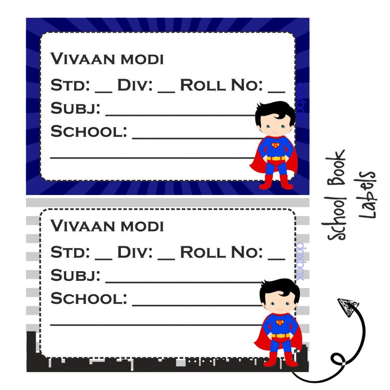 School Book Labels-Superman