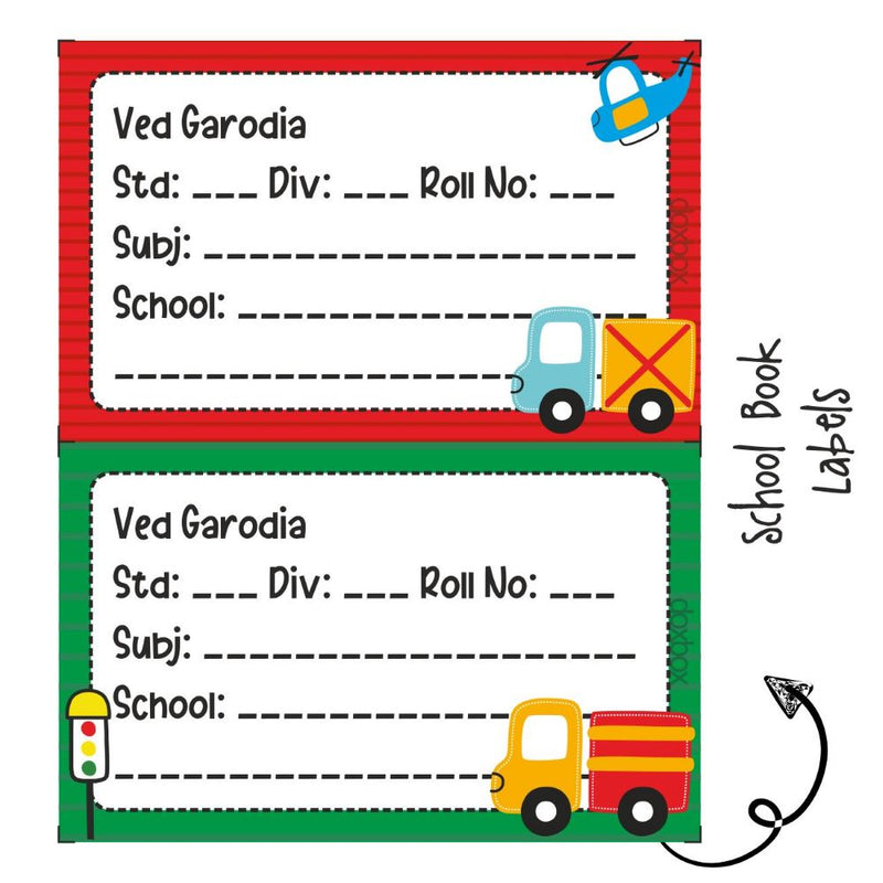 School Book Labels - Transport